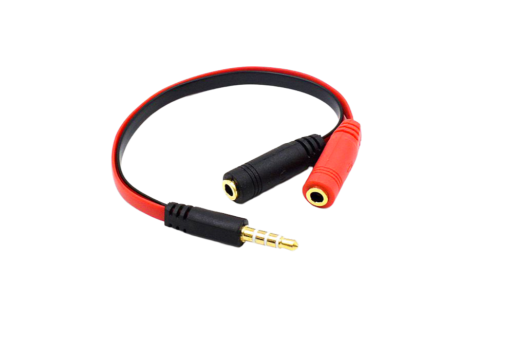 4 pole 3.5mm Male To 2 Female Stereo Audio Headset Earphone Splitter Adapter