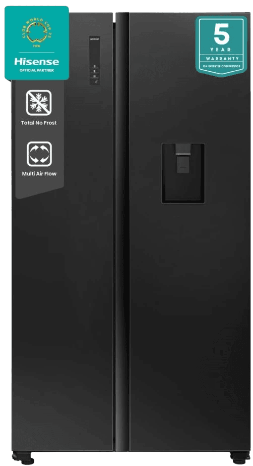 Hisense 750 Litre Side By Side Refrigerator with Dispenser RC 750 - Black