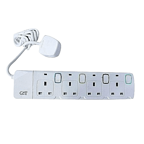 G & T 4-Way 3meters Overload Protection Extension Cable Socket