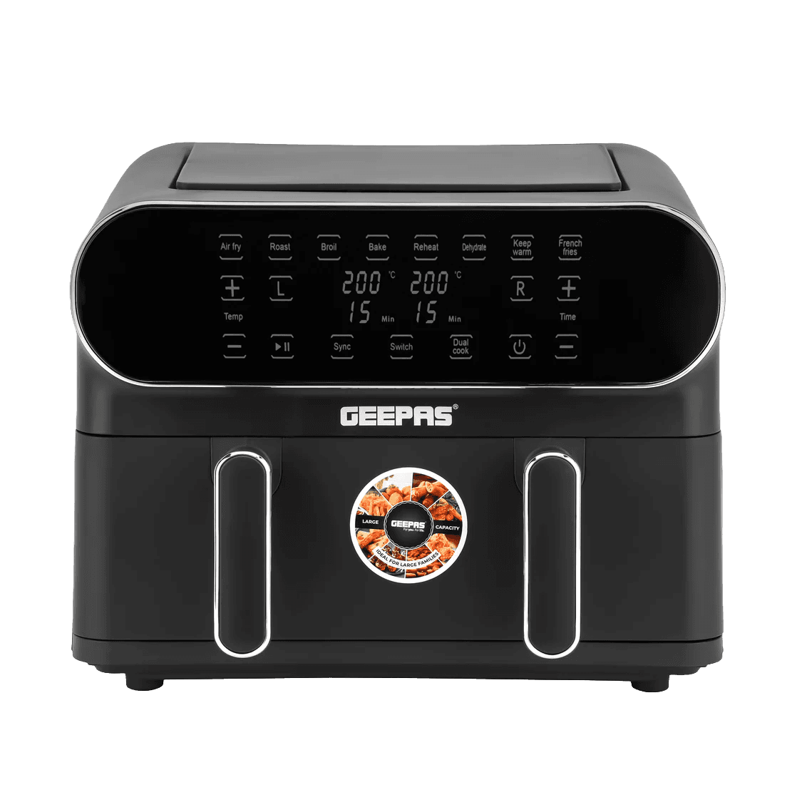 Geepas Digital Air Fryer- GAF37532, 11 L Capacity with 5.5 L Dual Baskets