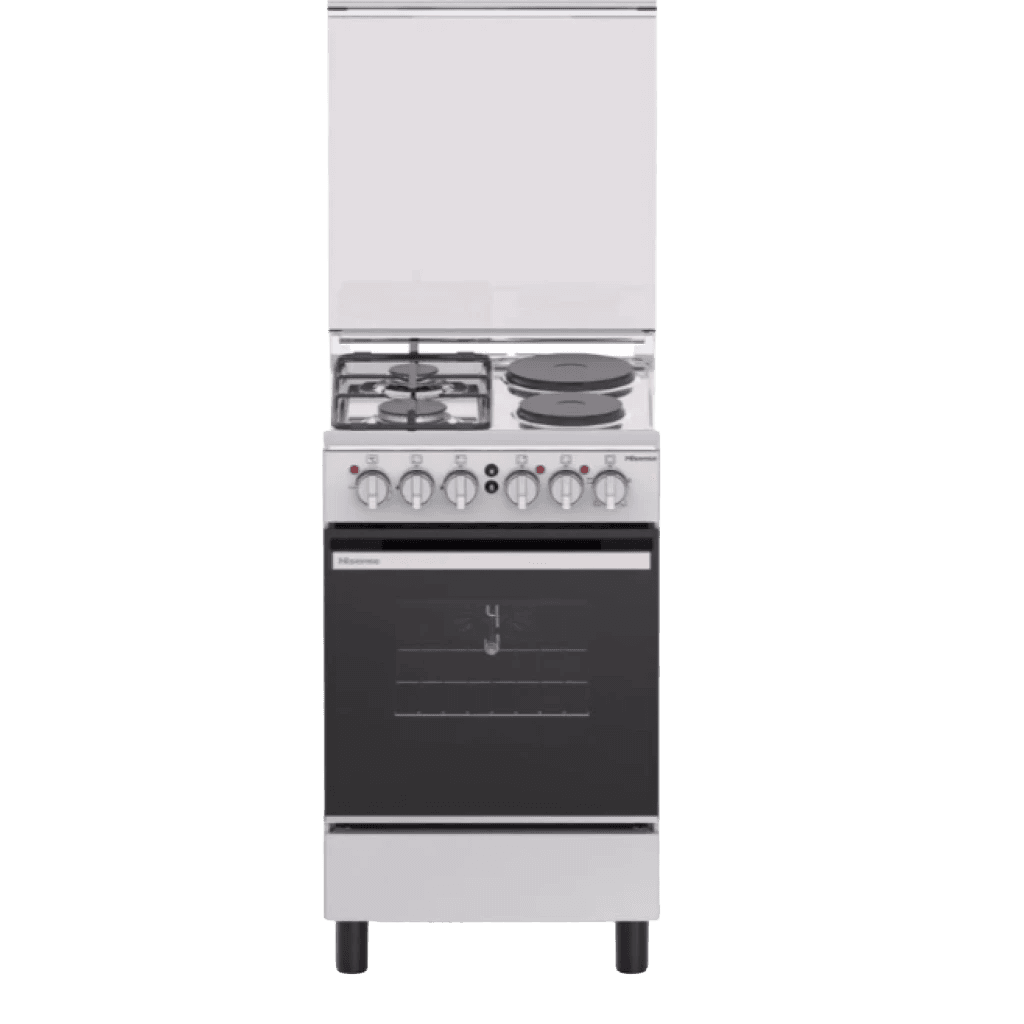 Hisense HF622GEES 60x60cm Dual Fuel Cooker – 2 Gas Burners + 2 Electric Plates