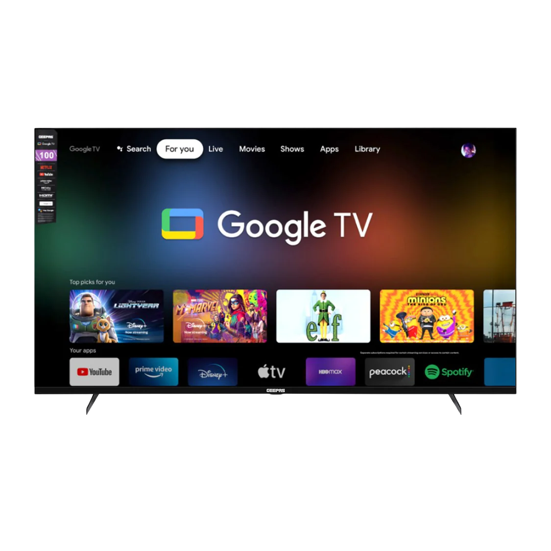 Geepas 100" Ultra HD QLED TV- GLED1007SGQLD